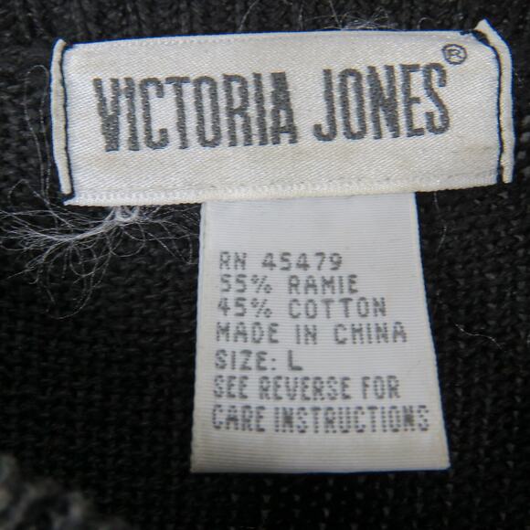 Victoria Jones 1980s Vintage Black & Gold Beaded Embroidered Sweater Large - Picture 8 of 10